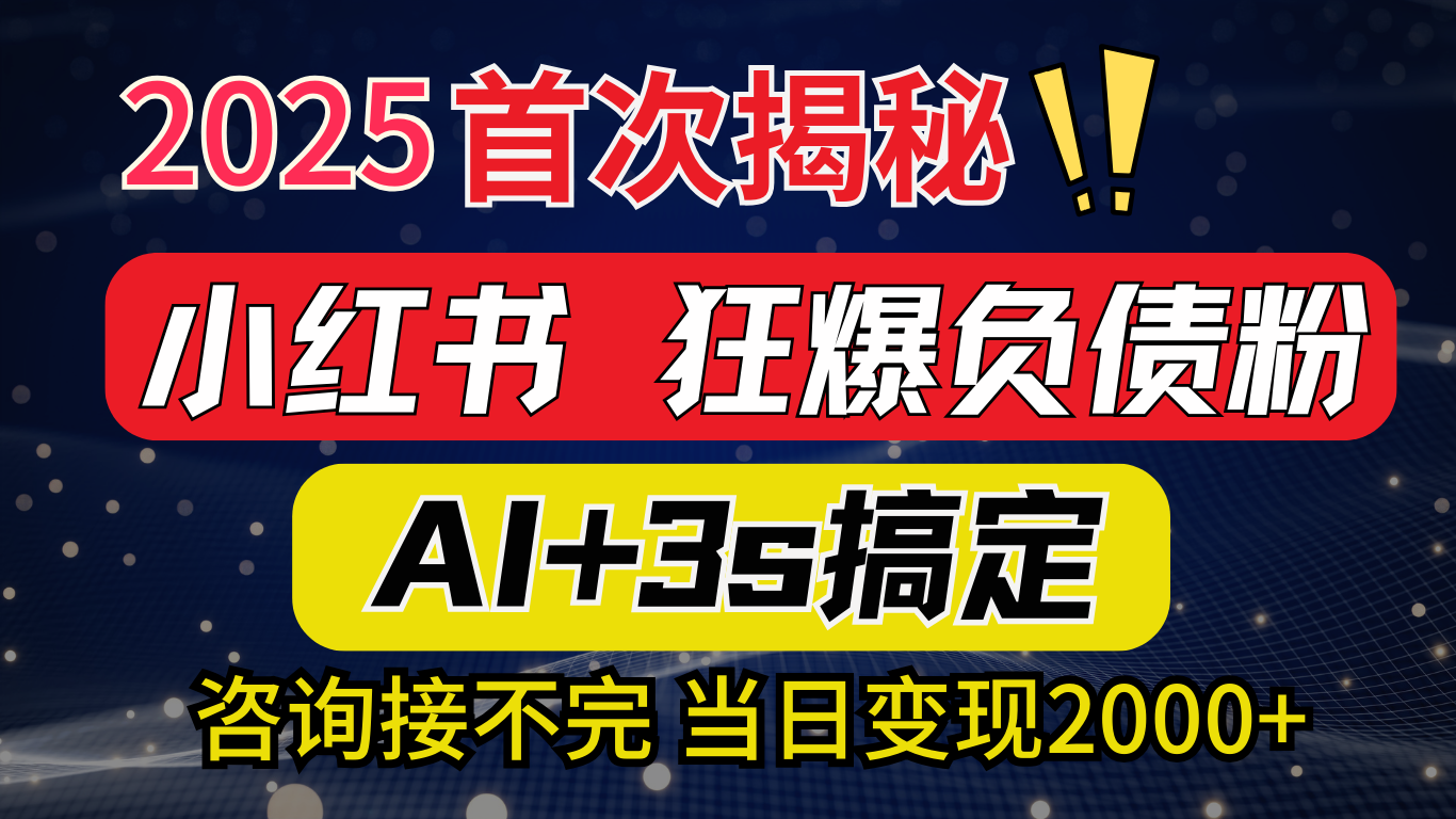 2025引流天花板：最新小红书狂暴负债粉思路，咨询接不断，当日入2000+-三贰项目网