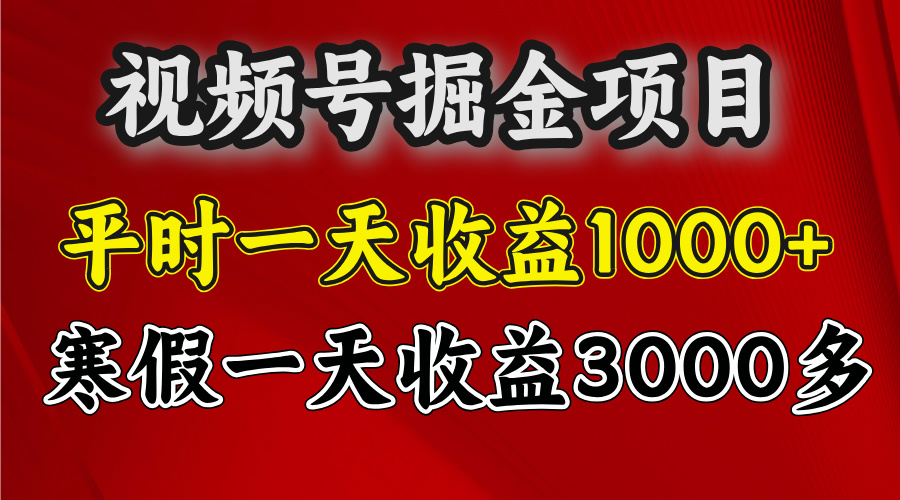 视频号掘金项目，寒假一天收益3000多-三贰项目网