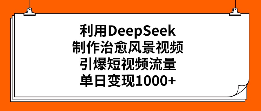 利用DeepSeek制作治愈风景视频，引爆短视频流量，单日变现1000+-三贰项目网