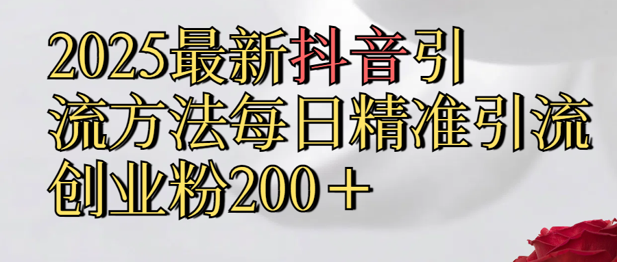 2025最新,抖音引流,方法每日精准引流创业粉300＋-三贰项目网