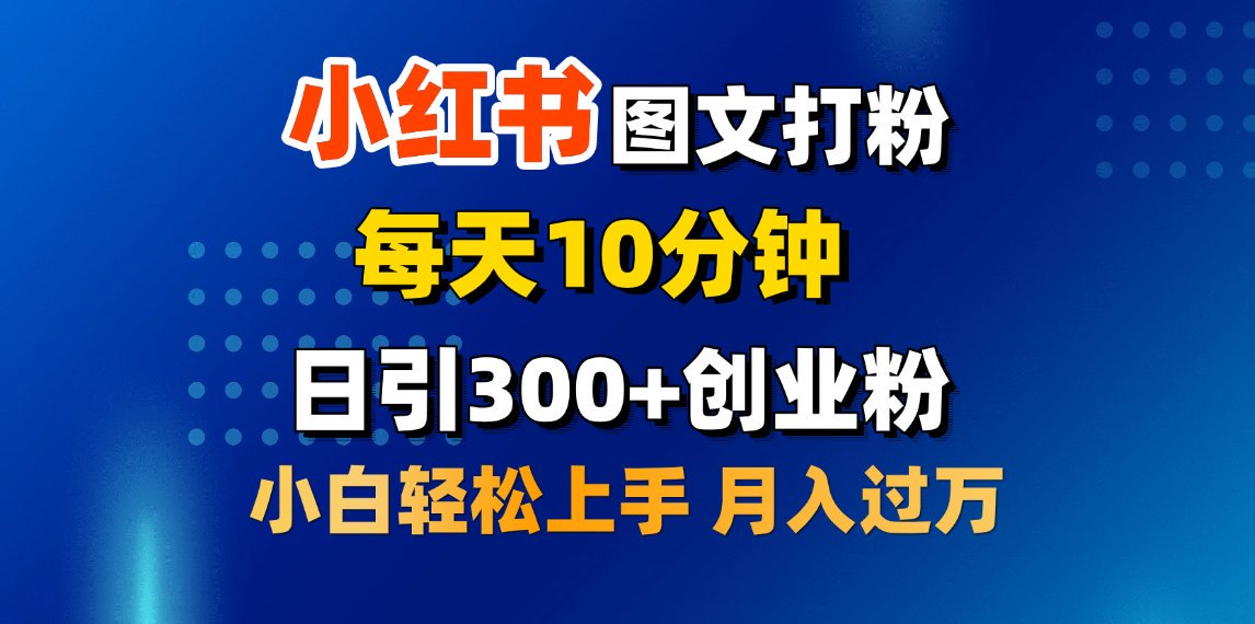 2月小红书图文打粉，每天10分钟，日引300+创业粉，小白轻松月入过万-三贰项目网