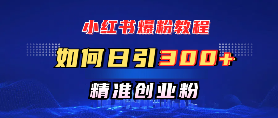 小红书爆粉教程，如何日引300+创业粉，快速实现精准变现！-三贰项目网