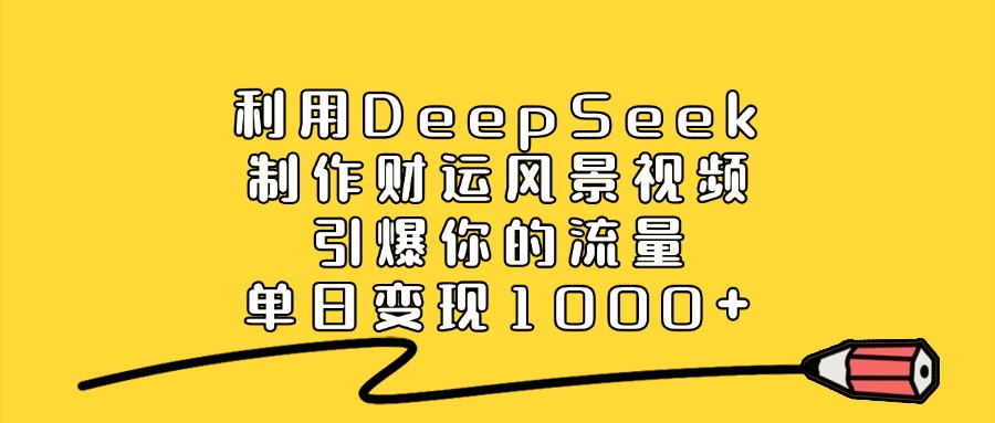 利用DeepSeek制作财运风景视频，引爆你的流量，单日变现1000+-三贰项目网