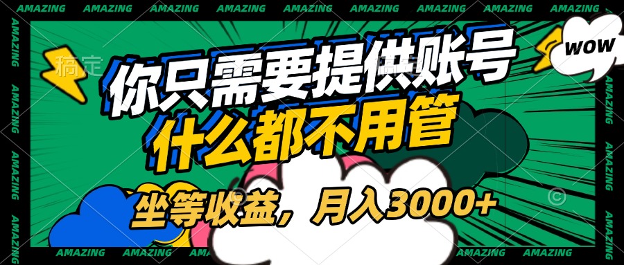 账号全程托管，你只需要提供账号，什么都不用管，坐等收益，月入3000+-三贰项目网