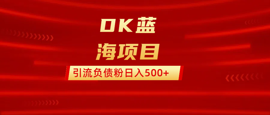 DK蓝海项目  通过，抖音，快手，小红书，引流负债粉日入500+-三贰项目网