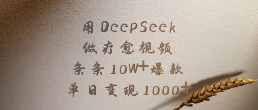 用DeepSeek做疗愈视频，条条10W+爆款，单日变现1000+-三贰项目网