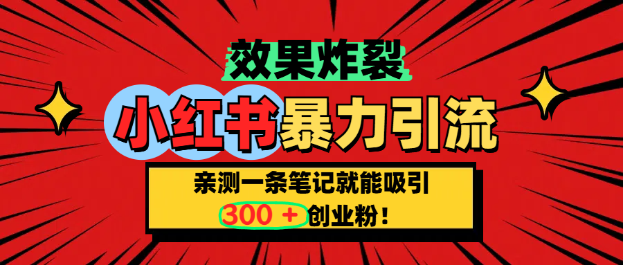 小红书炸裂玩法，亲测一条笔记就能吸引300+精准创业粉！-三贰项目网