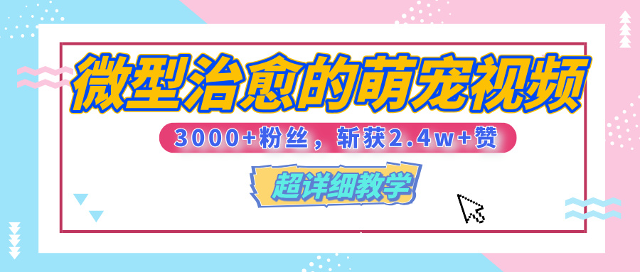 【揭秘】微型治愈的萌宠视频，3000+粉丝，6秒的视频、斩获2.4w+赞【附详细教程】-三贰项目网