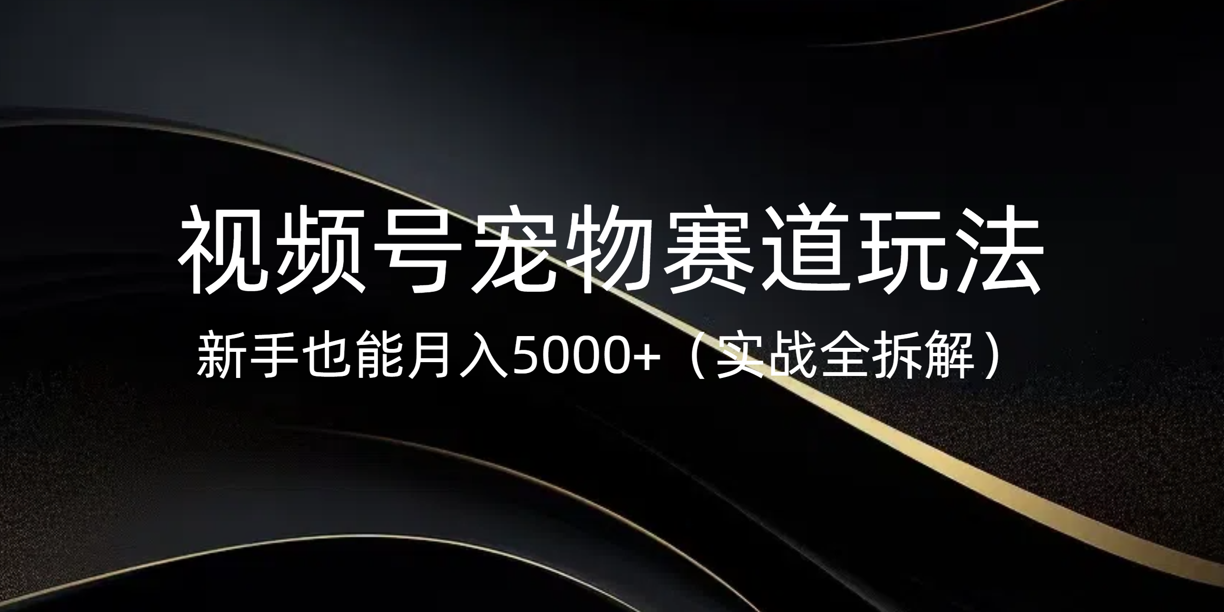 视频号宠物赛道玩法，新手也能月入5000+（实战全拆解）-三贰项目网